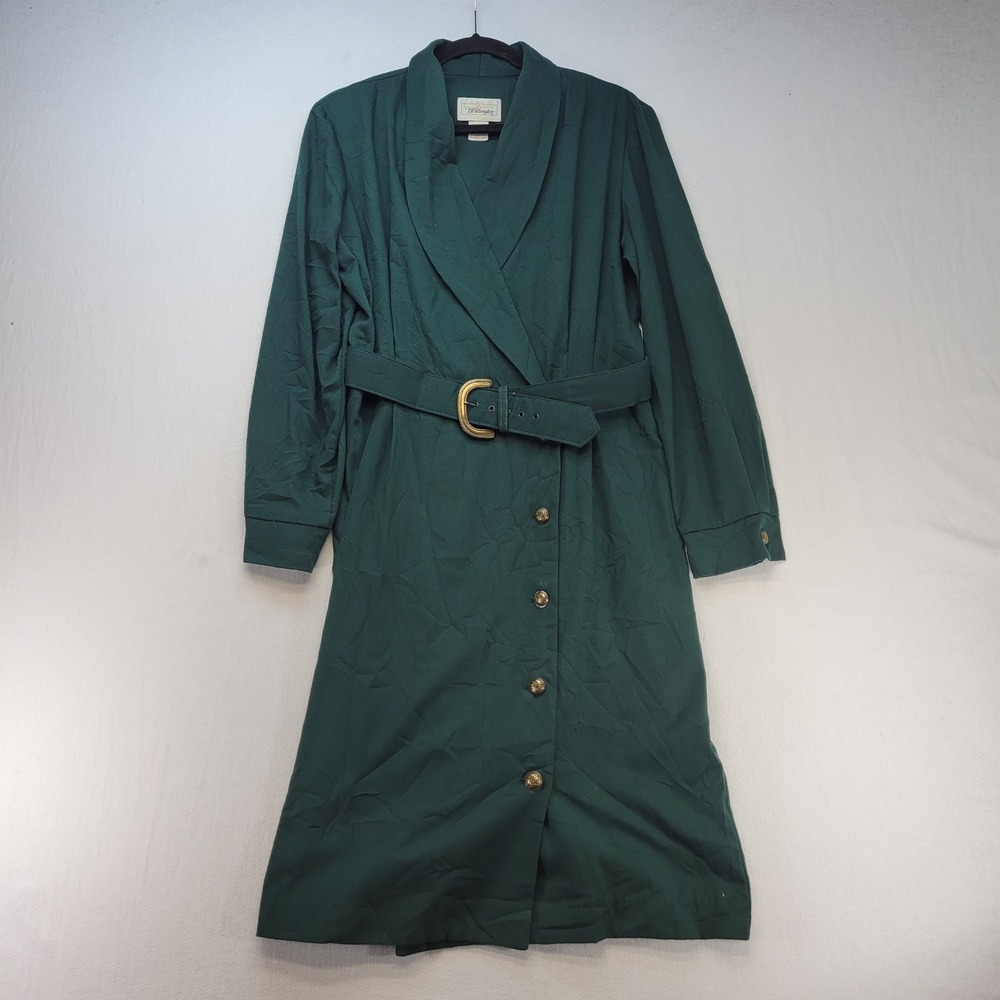 Worthington Midi Dress Womens 14 A Green Vintage Belted Shawl Collar
